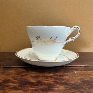 Regency Bone China Grandad Tea Cup and Saucer Set Gold Trim Made in England‎